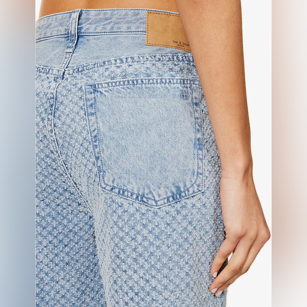 Rag & Bone Logan Indigo Tweed Raw Hem Wide Leg